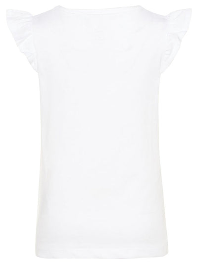 Name it Mini Girl Cap Sleeved Top with Glitter YEAH Print BRIGHT WHITE BACK