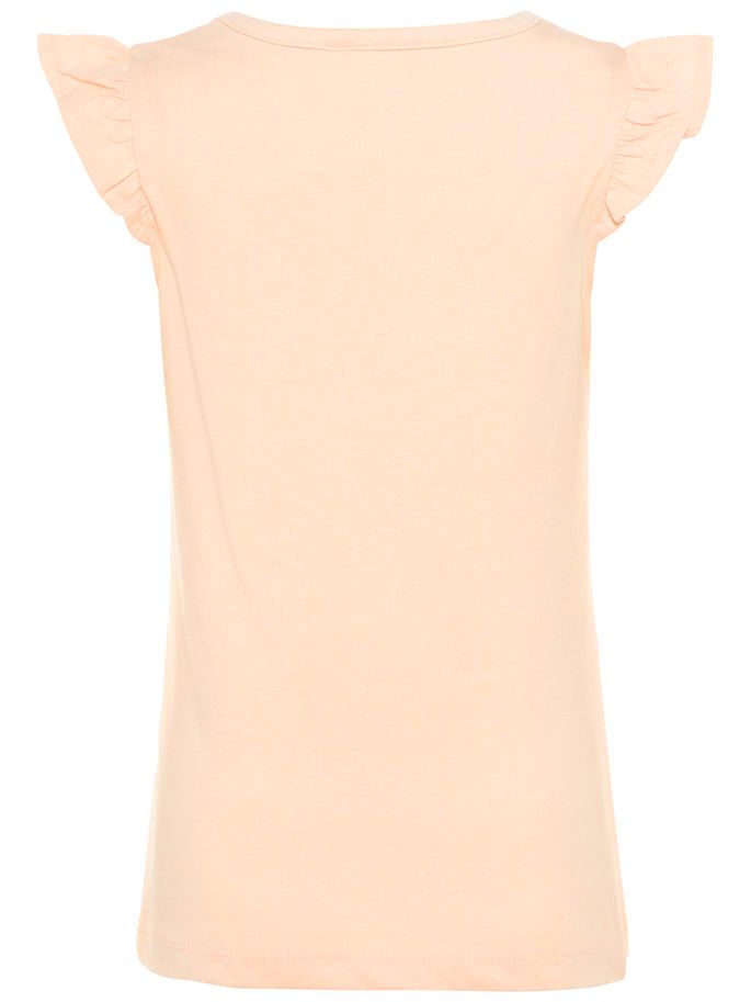 Name it Mini Girl Cap Sleeved Top with Glitter YEAH Print PEACHY KEEN BACK