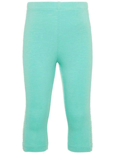 Name it Mini Girl Solid Pink & Blue Capri Leggings with Perforated Detail on Sides POOL BLUE FRONT