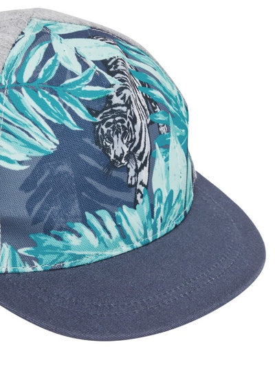 Name it Mini Boy Cap with Tiger Print in Grey CLOSE UP