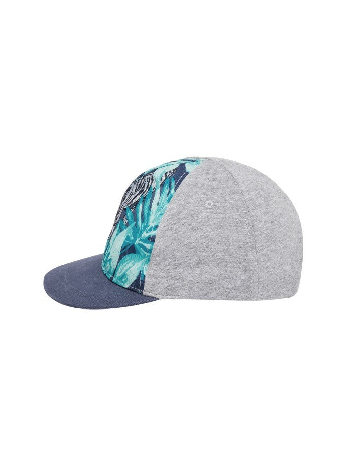 Name it Mini Boy Cap with Tiger Print in Grey SIDE 