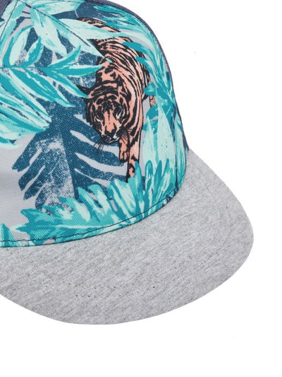 Name it Mini Boy Cap with Tiger Print in Indigo CLOSE UP