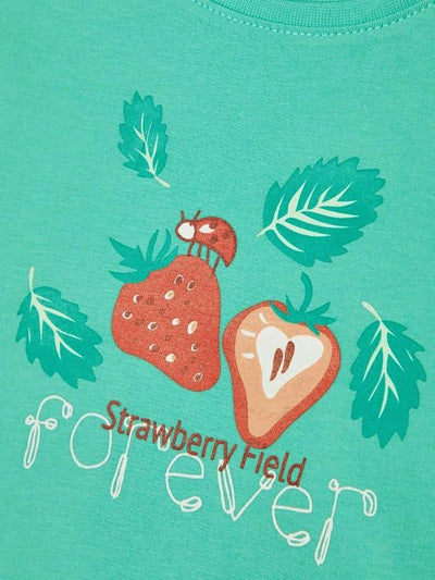 Name it Mini Girl T-Shirt with Colourful Strawberry Print in Blue PRINT