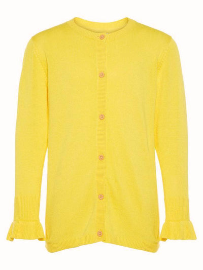 Name it Girl Yellow Button Up Knitted Cardigan EMPIRE YELLOW FRONT