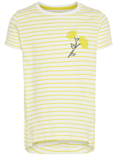 Name it Mini Girl Yellow Striped T-Shirt FRONT