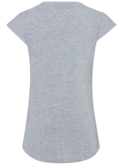 Name it Mini Girl Organic Cotton Cap Sleeved T-Shirt with Colourful Pom Poms GREY MELANGE BACK
