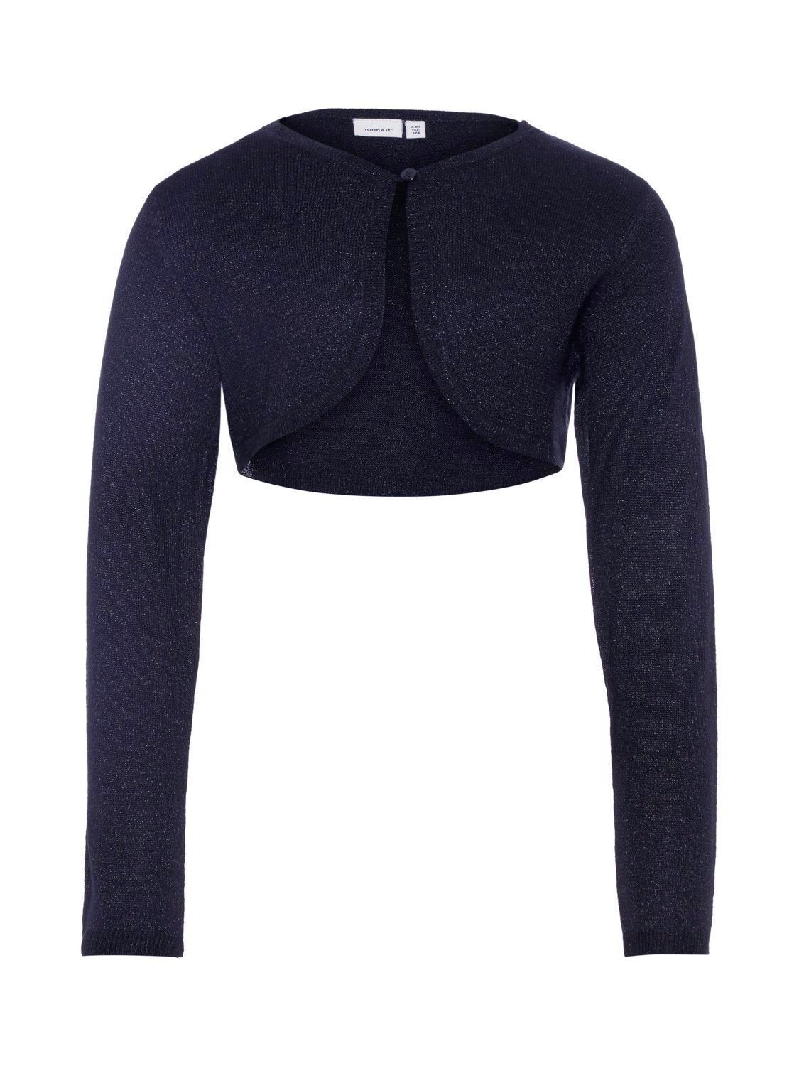 Name it Girls Long Sleeved Knitted Bolero in Navy FRONT
