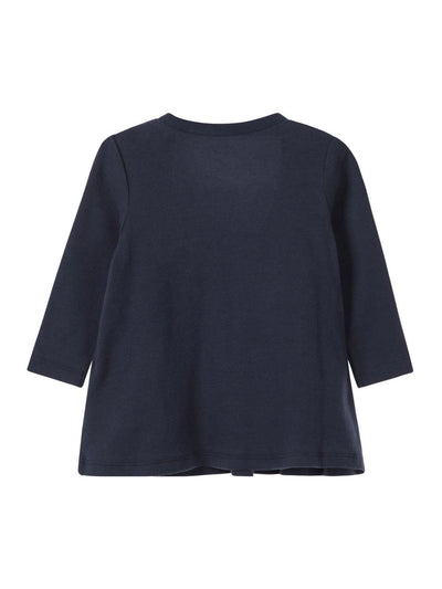 Name it Baby Girl Organic Cotton Long Sleeved Navy Tunic with Bow Detail BACK