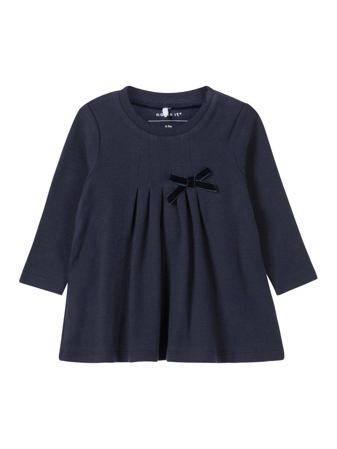 Name it Baby Girl Organic Cotton Long Sleeved Navy Tunic with Bow Detail FRONT