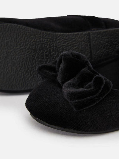 Name it Mini Girl Black Velvet Velcro Shoes with Bow Detail