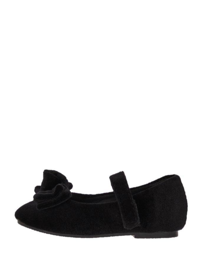 Name it Mini Girl Black Velvet Velcro Shoes with Bow Detail