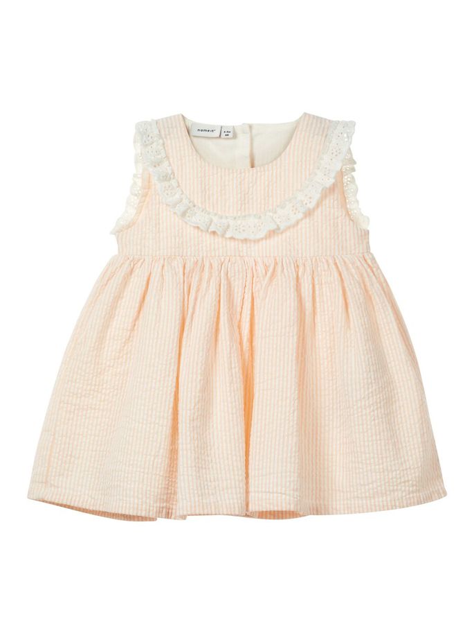 Name it Baby Girl Cotton Striped Dress in Pink