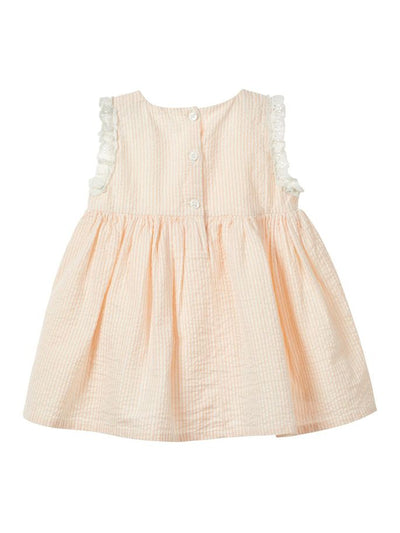 Name it Baby Girl Cotton Striped Dress in Yellow & Pink