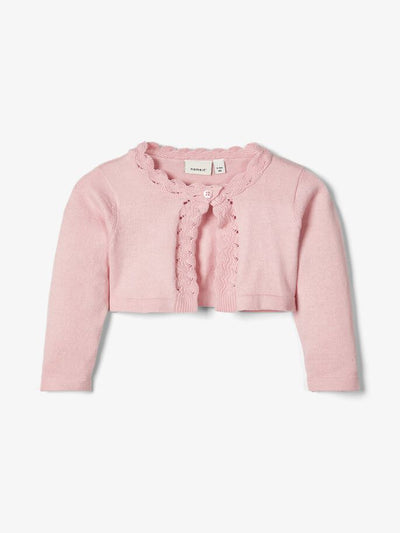 Name it Baby Girl Knitted Bolero Cardigan White & Pink