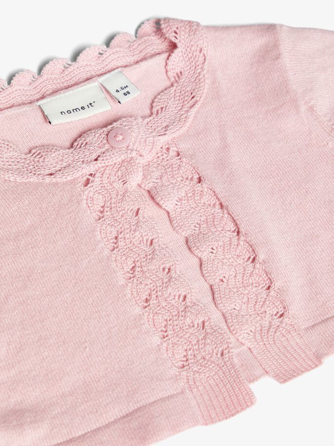 Name it Baby Girl Knitted Bolero Cardigan White & Pink