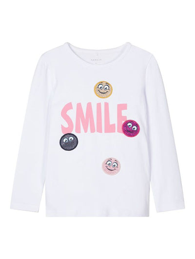 Name it Girls Smiley Face Long Sleeved Cotton Top