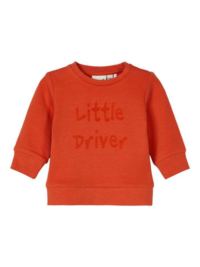 Name it Baby Boy Little Driver Orange Sweatshirt