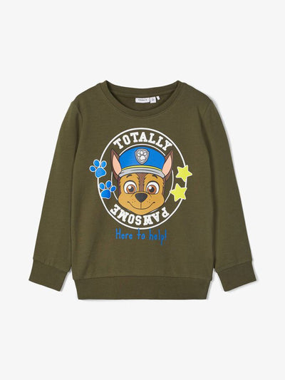 name it toddler boys khaki green Paw Patrol sweatshirt