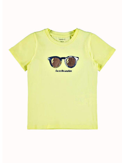 Name it Mini Girls Yellow Sunglasses T-Shirt