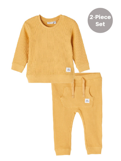 Name it Baby Boy 2-Piece Mustard Waffle Sweat Set