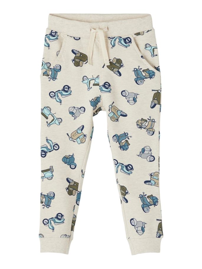 name it mini boy cream vespa print sweatpants