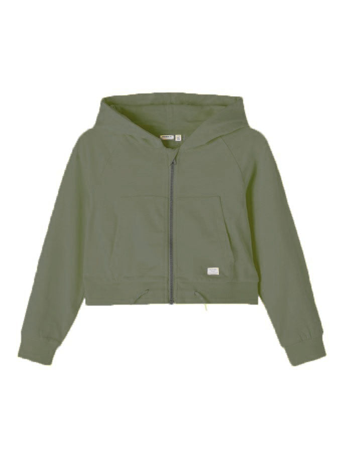 Name it Girls Zip-Up Green Hooded Sweat Top