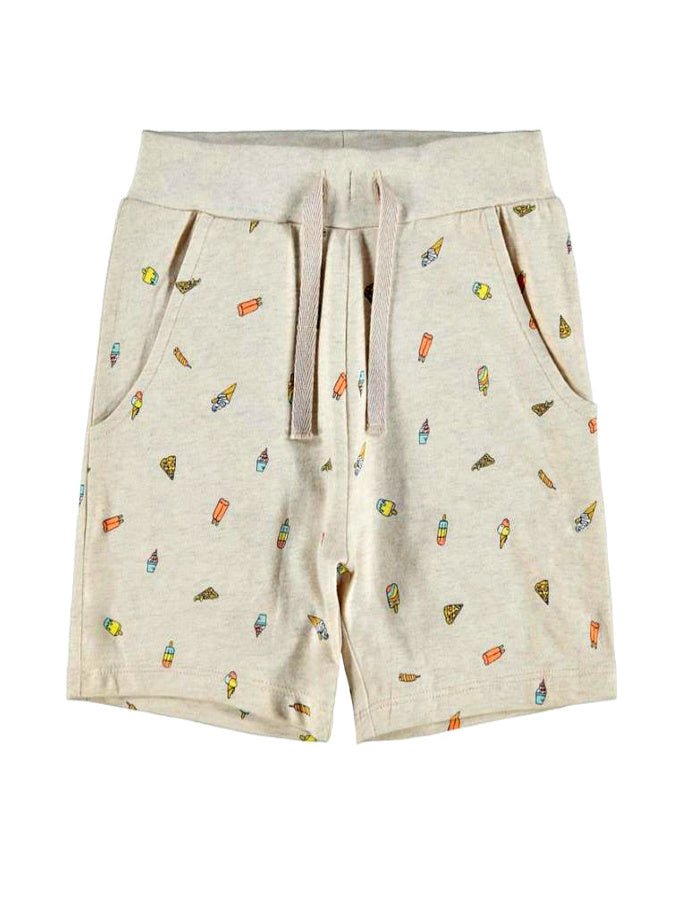name it mini boy cream shorts with ice-cream print