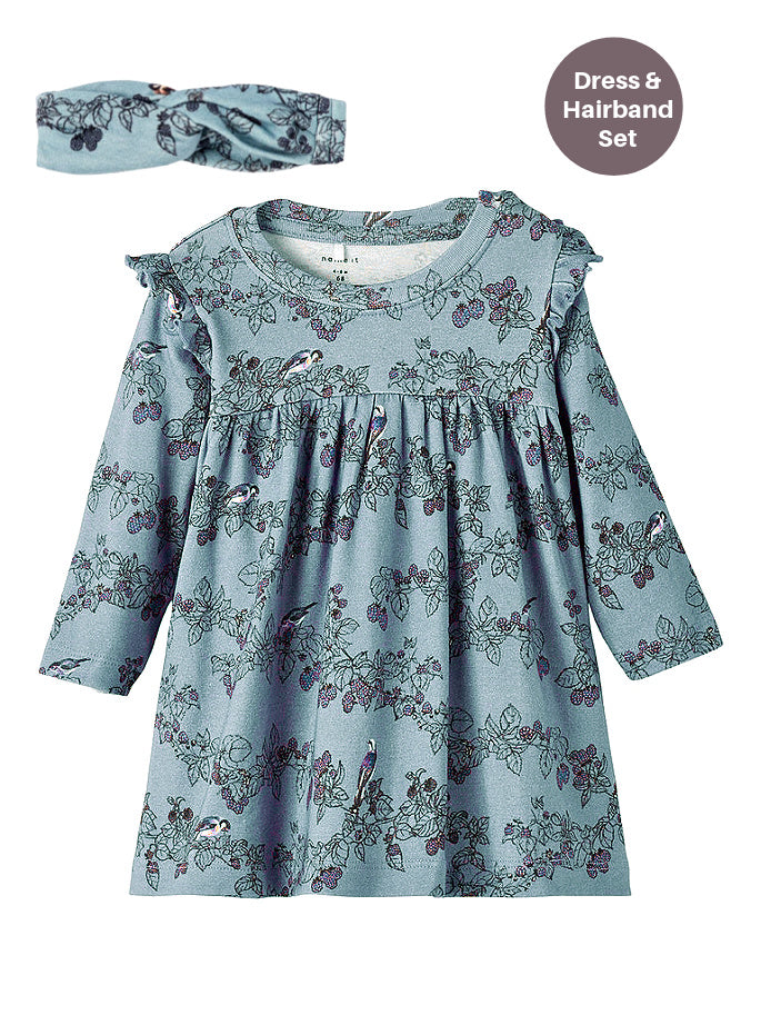 Name It Baby Girl Floral Print Dress & Headband Set