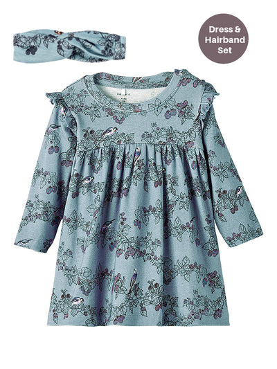 Name It Baby Girl Floral Print Dress & Headband Set