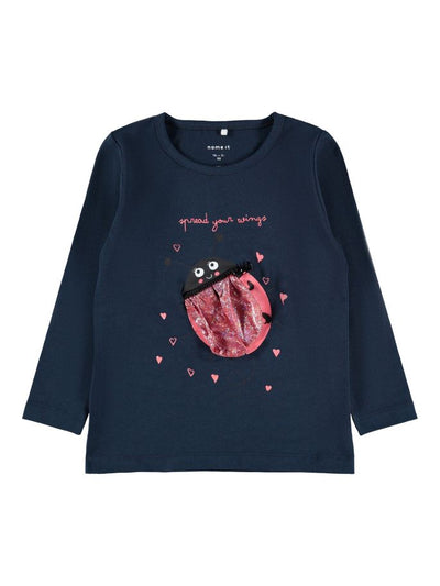 Name it Mini Girls Navy Long Sleeved Graphic Top