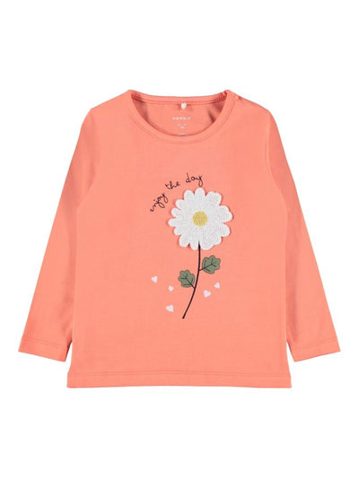 Name it Mini Girls Coral Long Sleeved Graphic Top