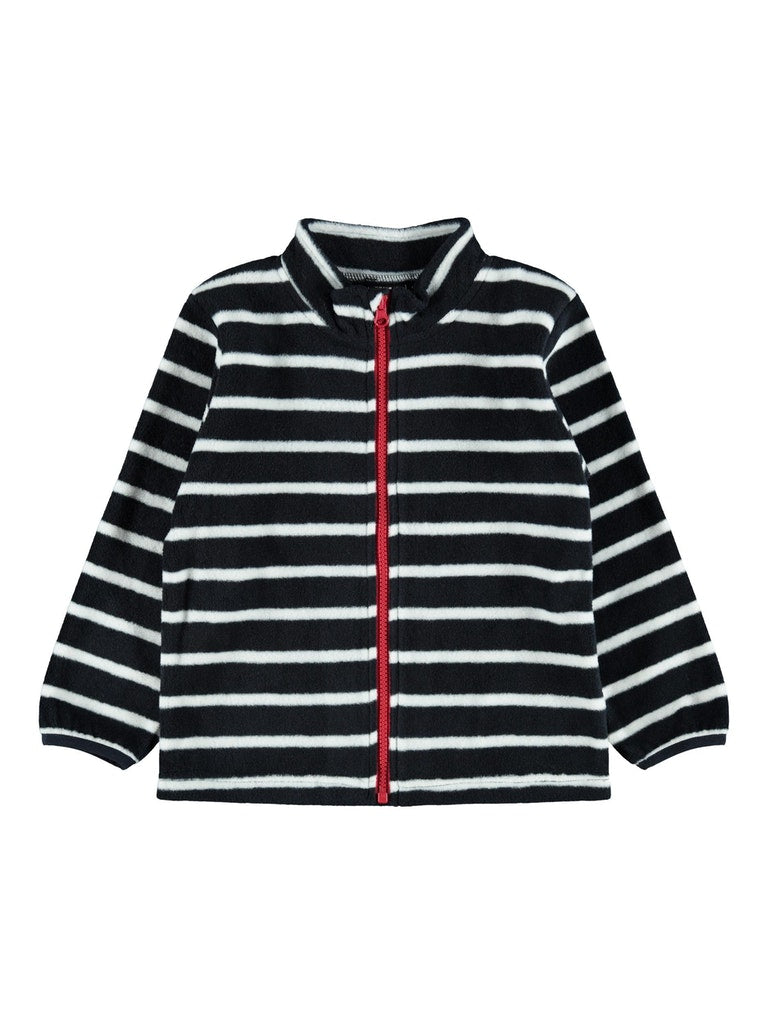 Name it Toddler Boy Soft Fleece Navy and White Striped  Zip-Up Cardigan