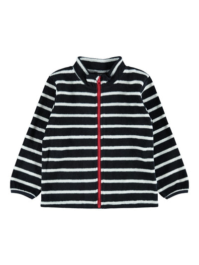 Name it Toddler Boy Soft Fleece Navy and White Striped  Zip-Up Cardigan