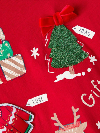 Name It Toddler Girl Christmas Theme Long Sleeve Top