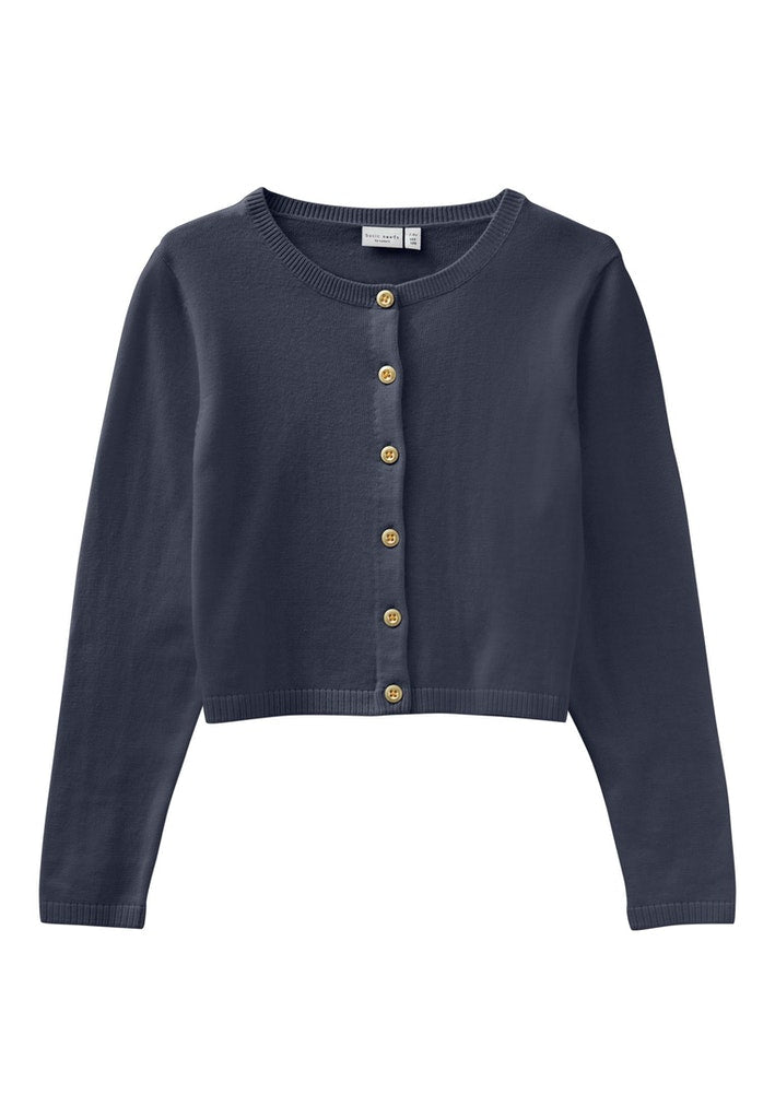 Name it Girls Short Knit Cardigan - Navy & Cream