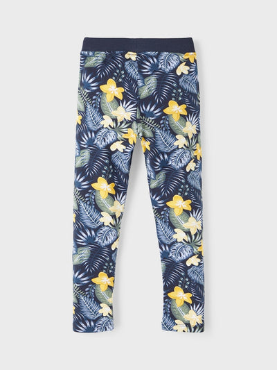 Name it Mini Girl Tropical Navy Print Cotton Leggings