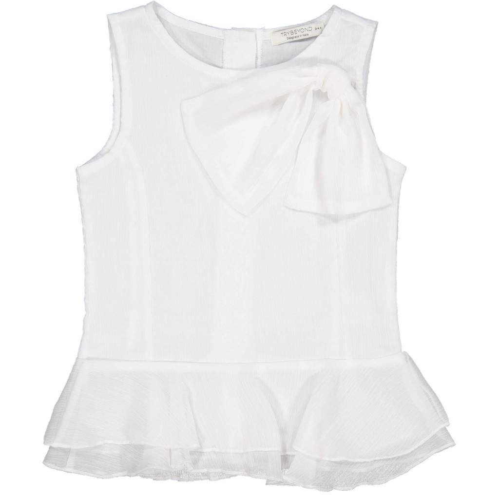 Try Beyond Girls White Sleeveless Blouse