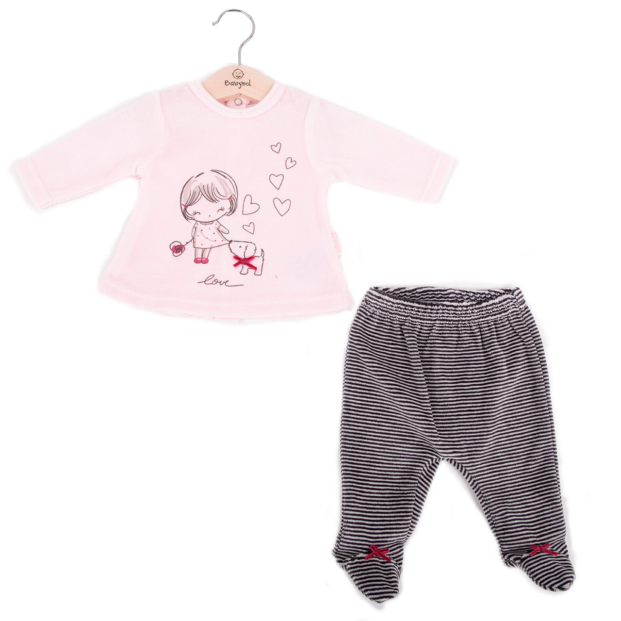 Babybol Baby Girl Velour 2-Piece Set - Pink Love Hearts