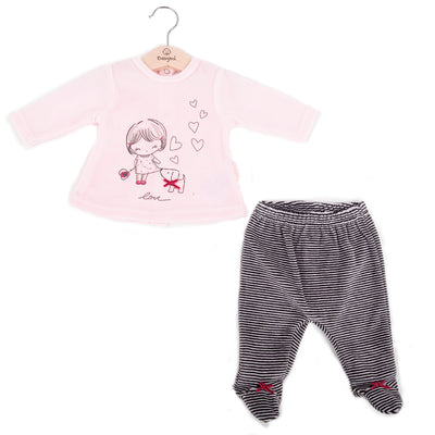 Babybol Baby Girl Velour 2-Piece Set - Pink Love Hearts