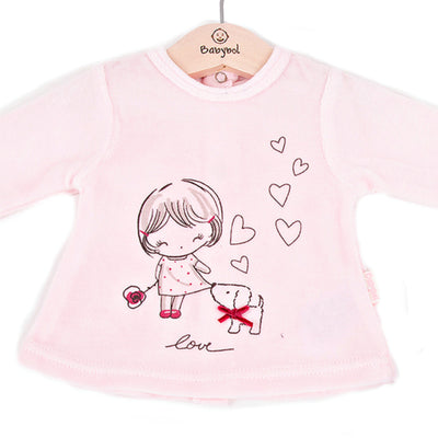 Babybol Baby Girl Velour 2-Piece Set - Pink Love Hearts