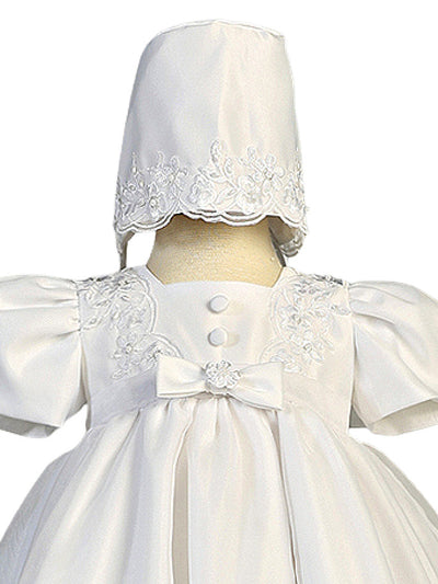 Girls Short Style Christening Dress with Matching Bonnet