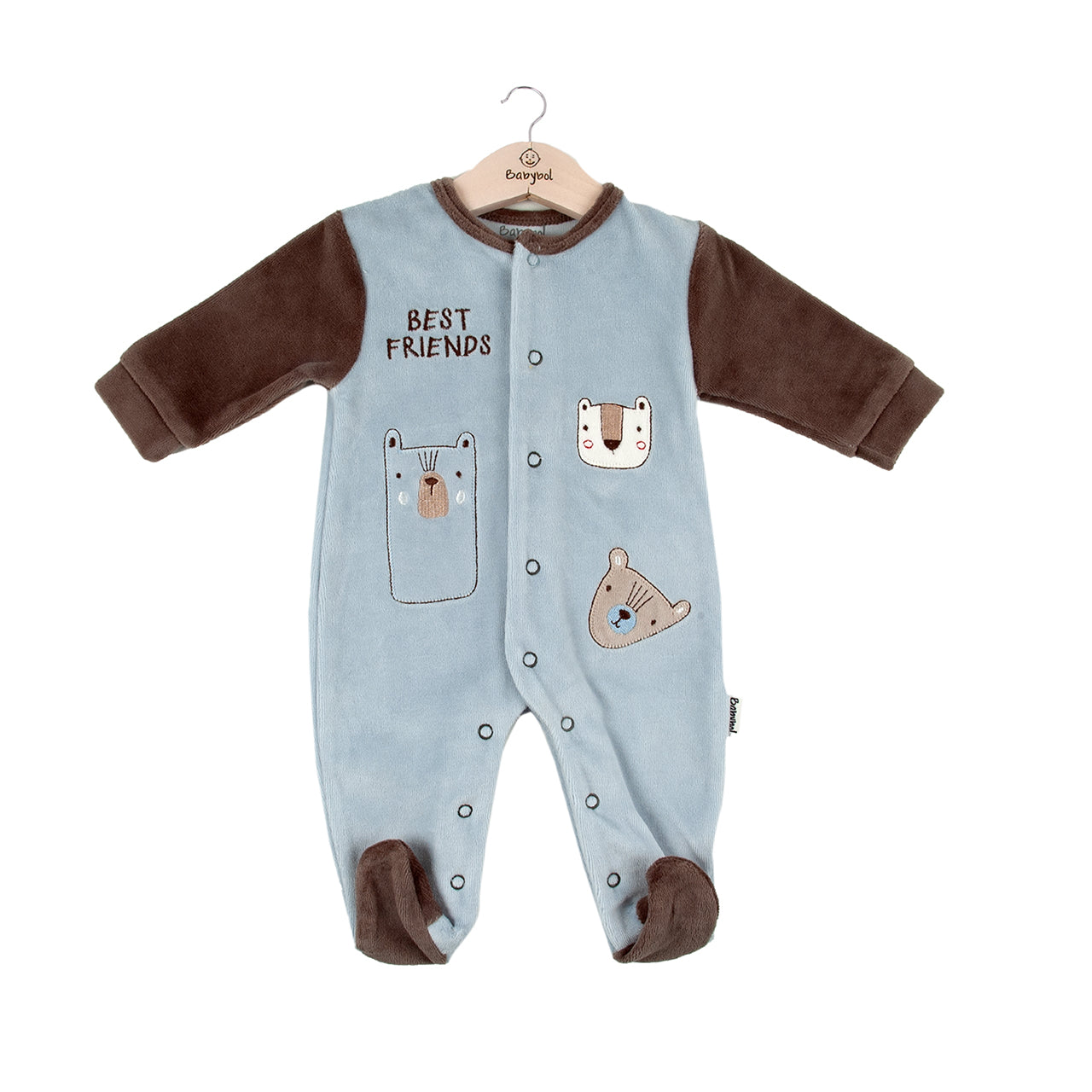 Babybol Baby Boy All In One Velour Romper - Best Friends