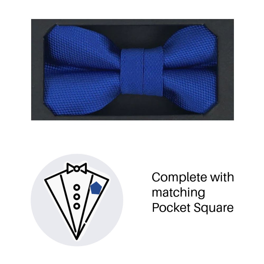 Boys Royal Blue Communion Bow Tie & Pocket Square