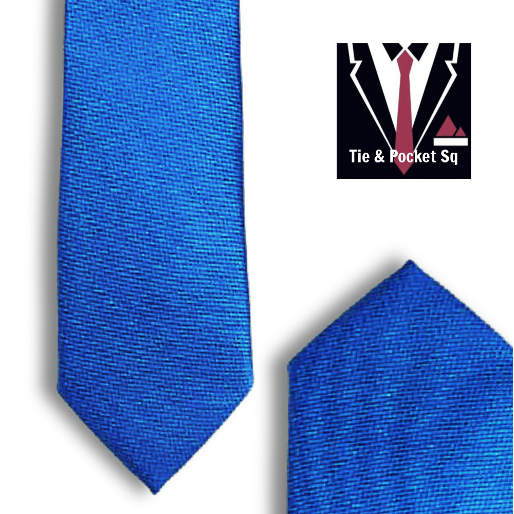 Zazzi Boys Royal Blue Tie and Matching Pocket Square