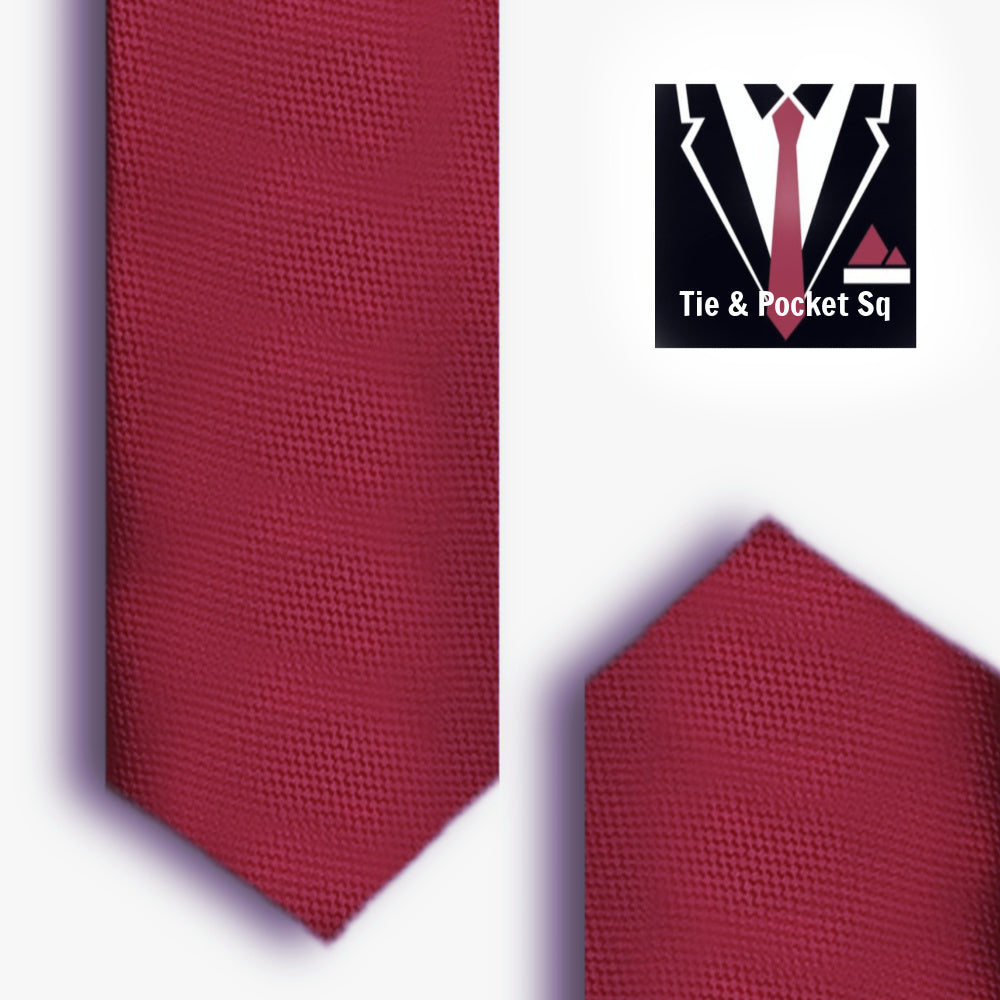 Zazzi Boys Solid Wine Tie and Matching Pocket Square T4641-4