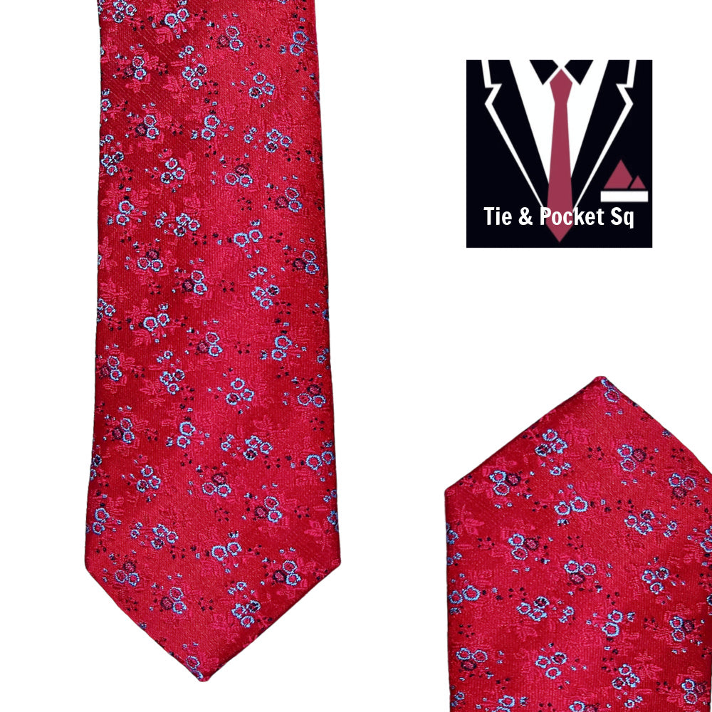 Zazzi Boys Red Tie and Matching Pocket Square 4239-2