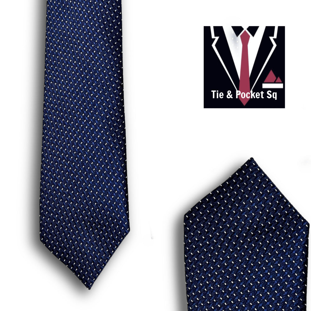 Zazzi Boys Tie and Matching Pocket Square 4240-1 Blue Dot