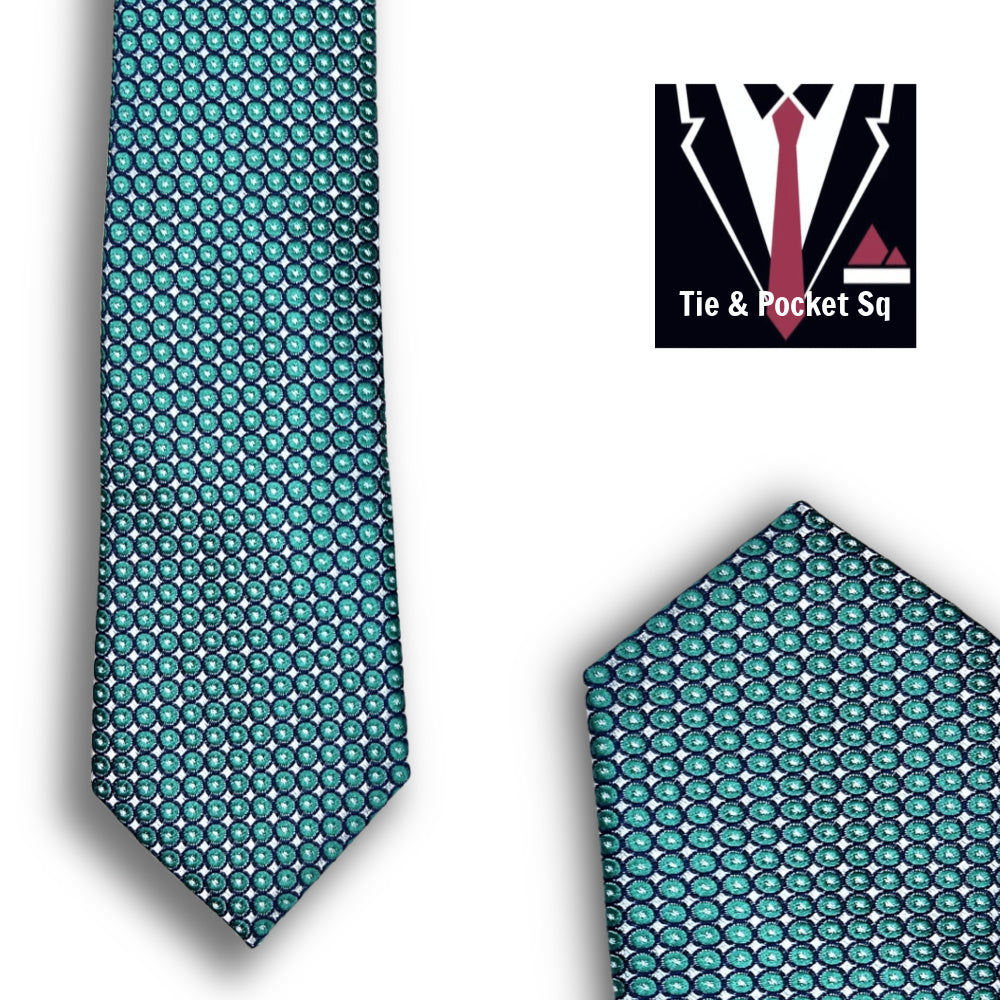 Zazzi Boys Green Tie and Matching Pocket Square 4242-6