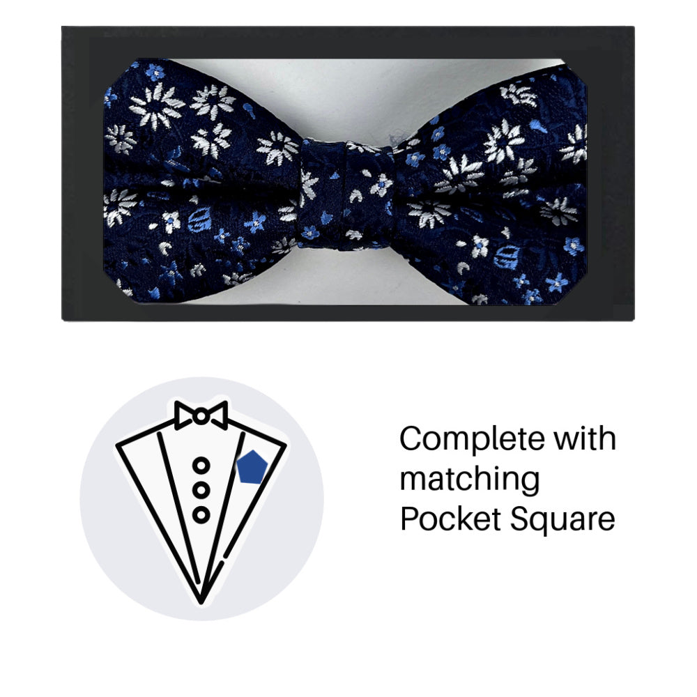 Zazzi Boys Bow Tie & Pocket Square 5247-1 Navy