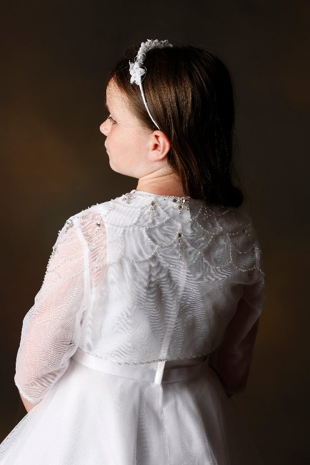 Girls SASHA Communion Dress by Little People with Organza Bolero